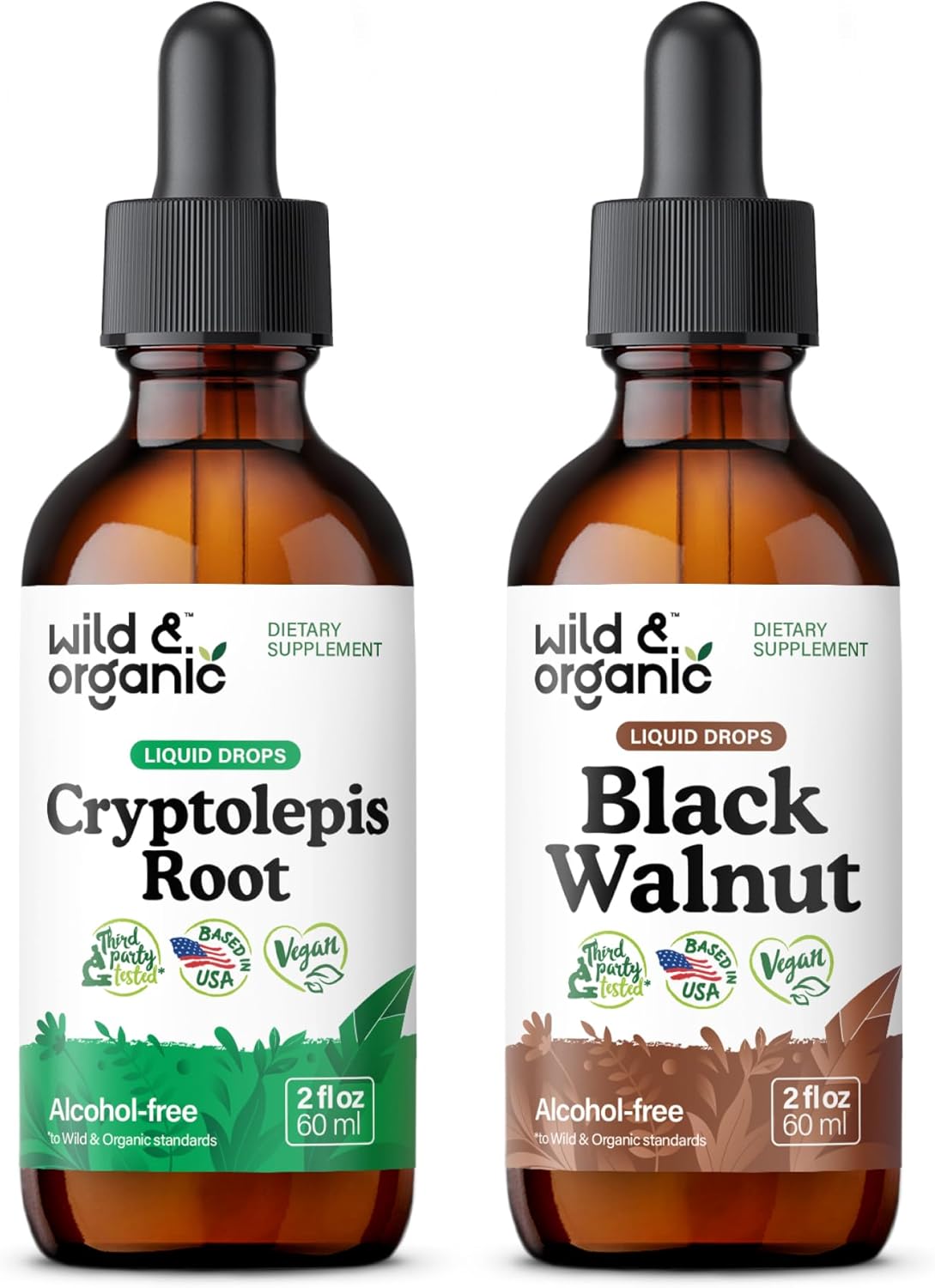 Organic Wild Cryptolepis Root and Black Walnut Tincture Duo - 2 fl oz Each
