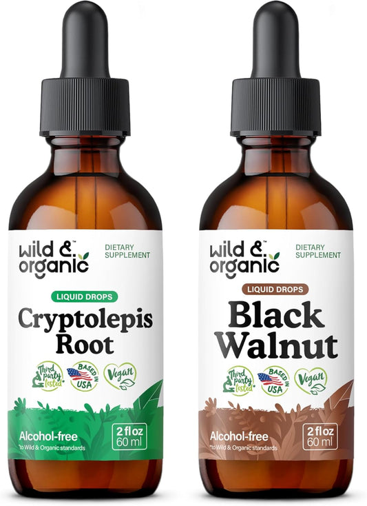 Organic Wild Cryptolepis Root and Black Walnut Tincture Duo - 2 fl oz Each