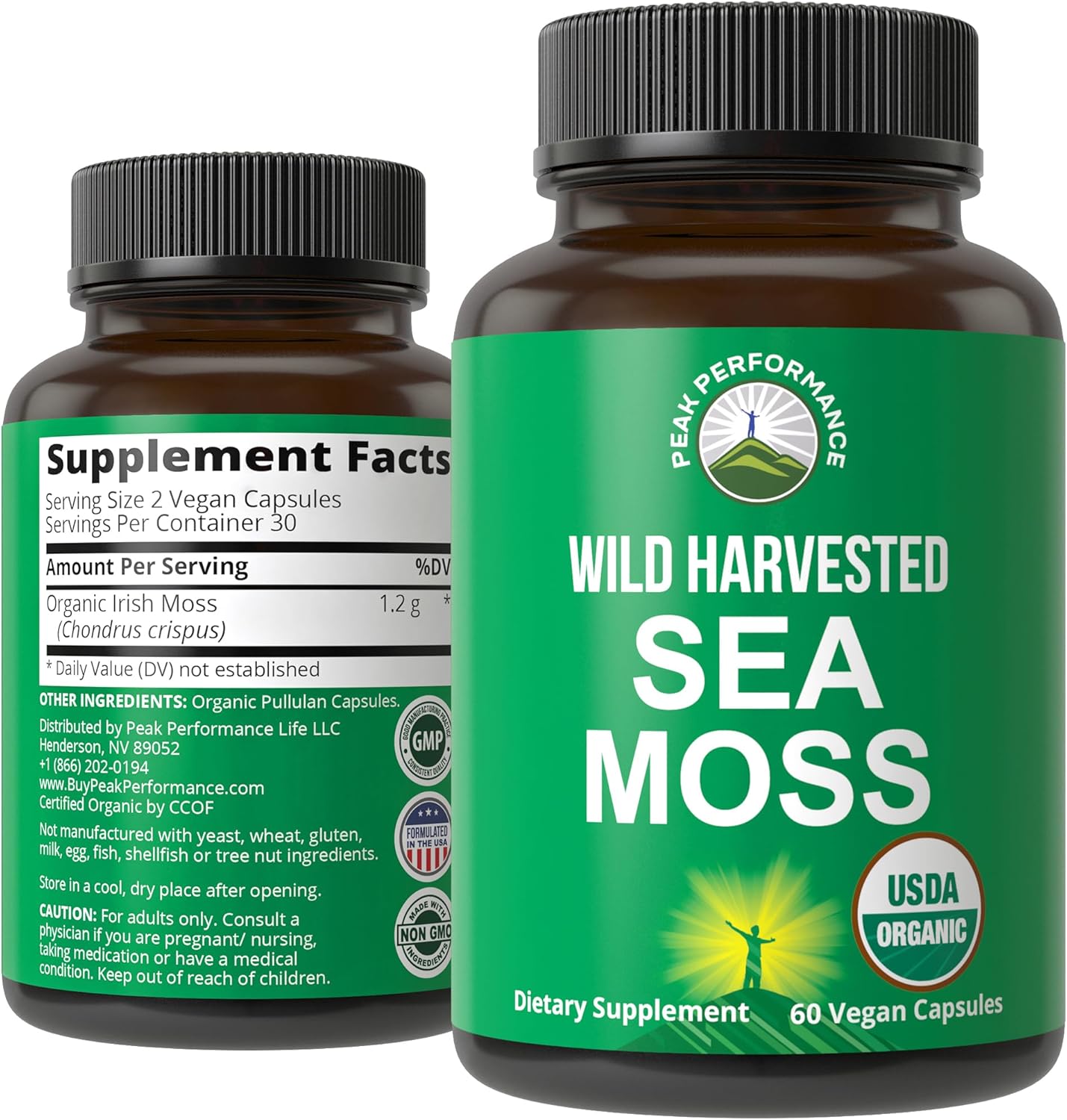 Organic Wild Harvested Sea Moss Capsules - 100% Raw Irish SeaMoss Supplement for Gut, Respiratory & Immune Support