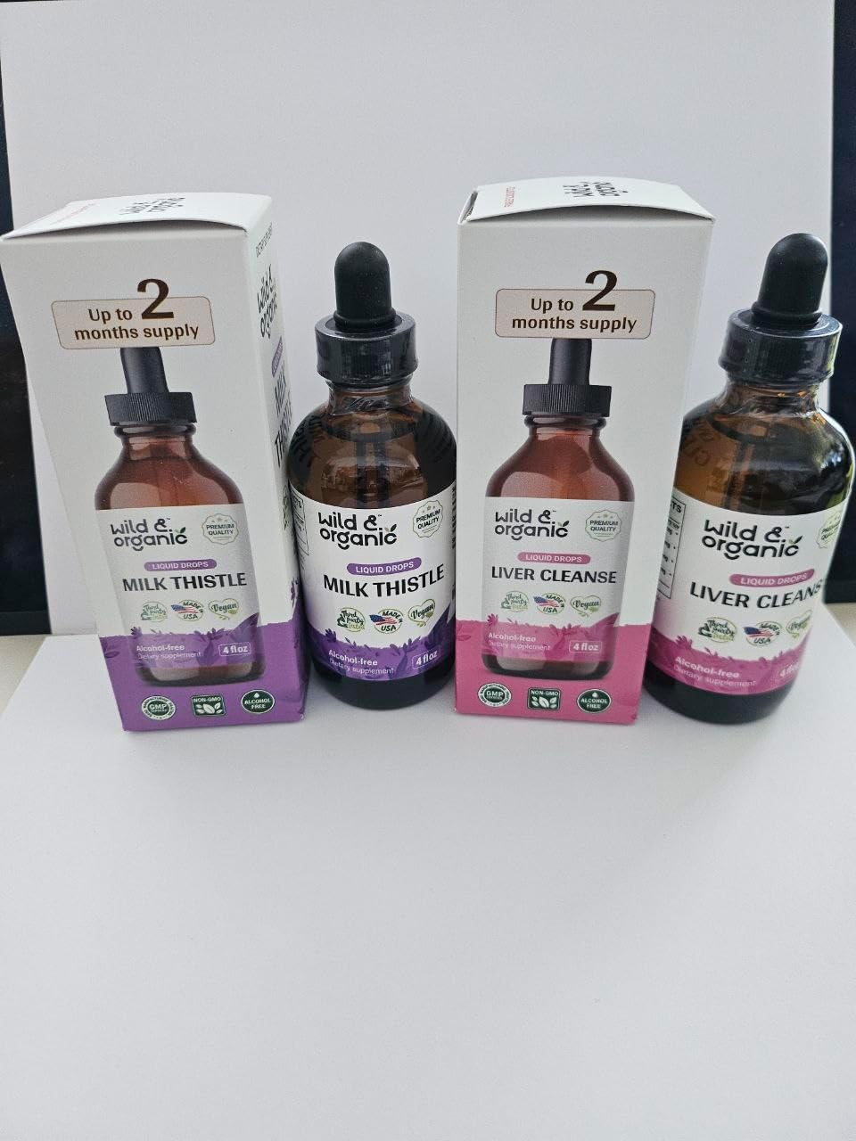 Organic Wild Milk Thistle and Liver Cleanse Tincture Combo - 4 fl oz Each