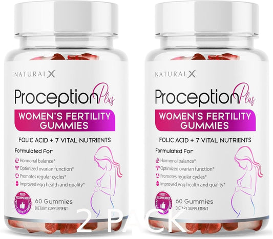 Organic Women's Fertility Gummies with Myo-Inositol, Folic Acid, Biotin, B Vitamins - Hormone Balance & Ovulation Support - Prenatal Conception Aid (120 Gummies)