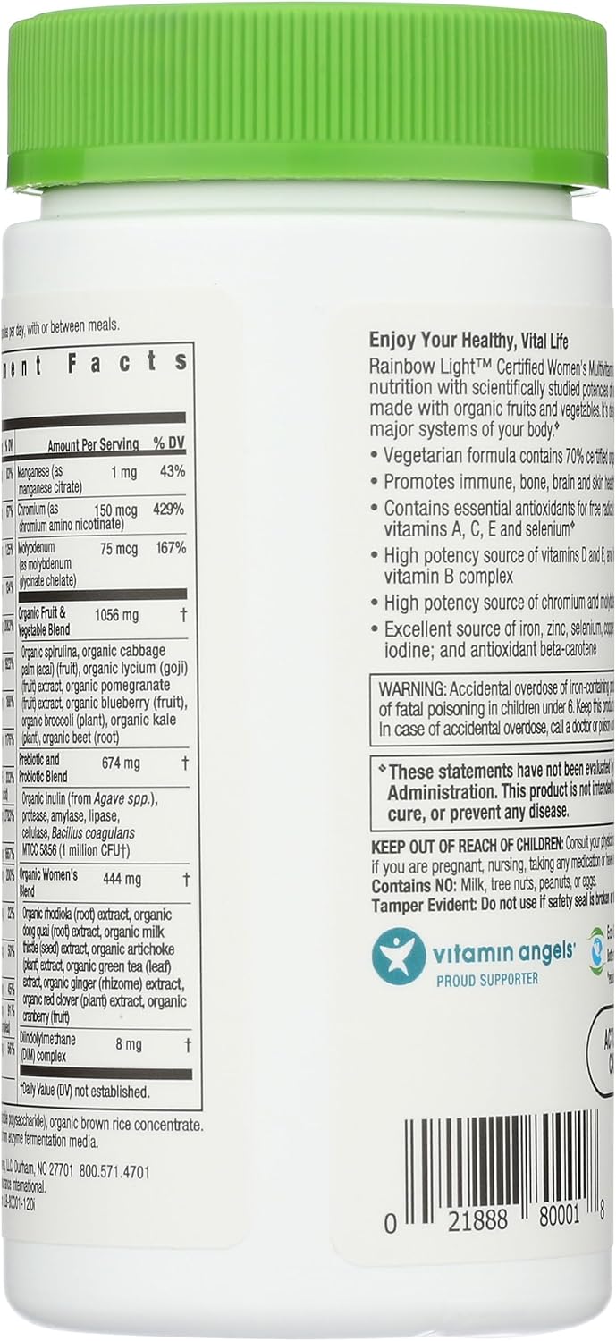 Organic Women's Multivitamin with Rainbow Light, 120 Capsules