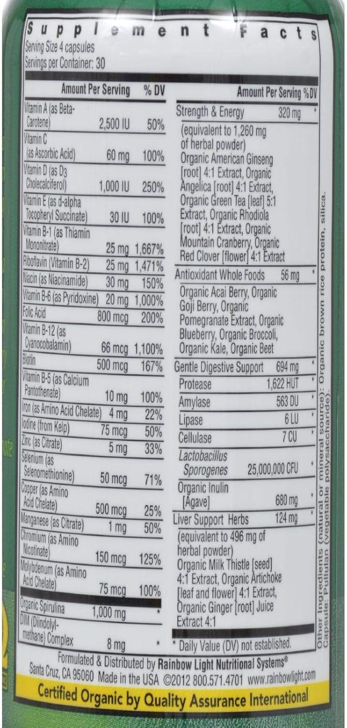 Organic Women's Multivitamin with Rainbow Light, 120 Capsules