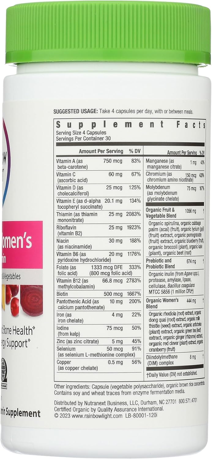 Organic Women's Multivitamin with Rainbow Light, 120 Capsules