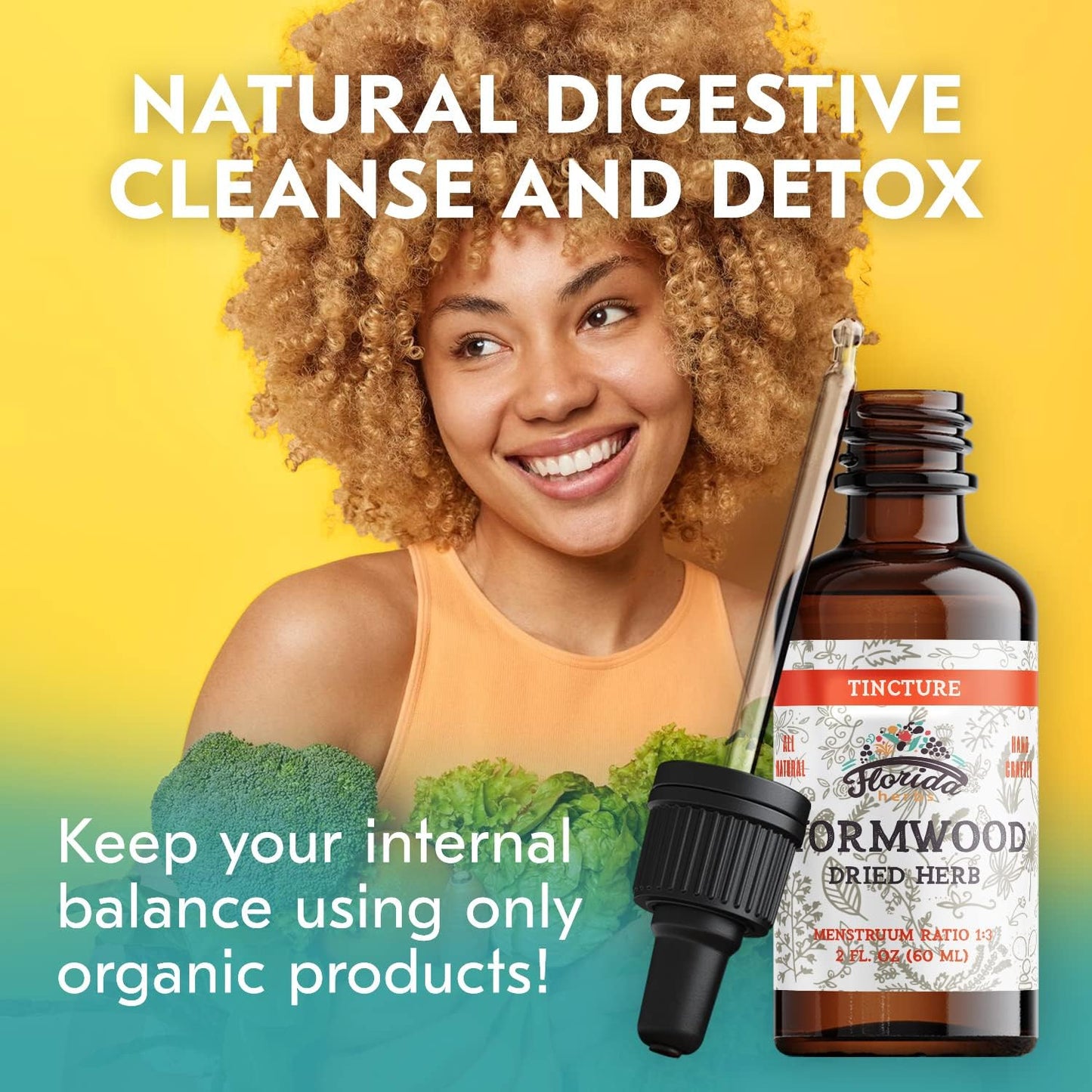 Organic Wormwood Tincture for Intestinal and Digestive Cleanse - Detox Supplement - Made in USA - 2 Fl Oz