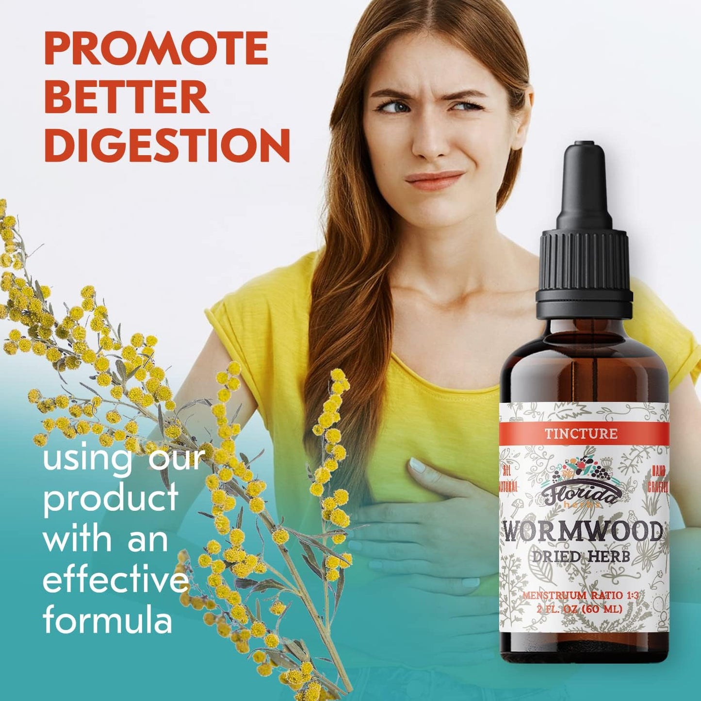 Organic Wormwood Tincture for Intestinal and Digestive Cleanse - Detox Supplement - Made in USA - 2 Fl Oz