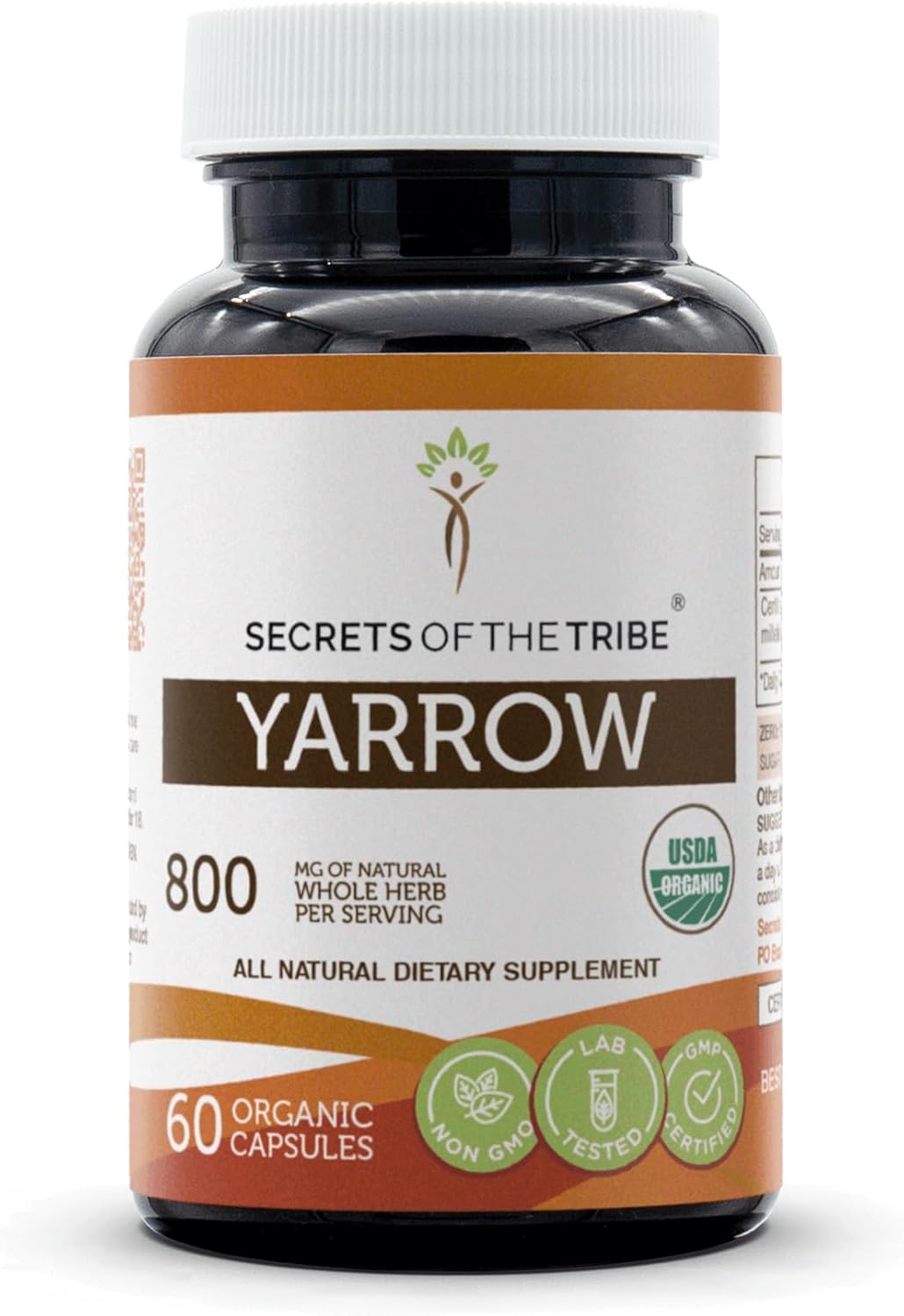 Organic Yarrow Capsules by Secrets of the Tribe | 60 Vegetarian Capsules, USDA Certified Organic Achillea millefolium Leaf and Flower