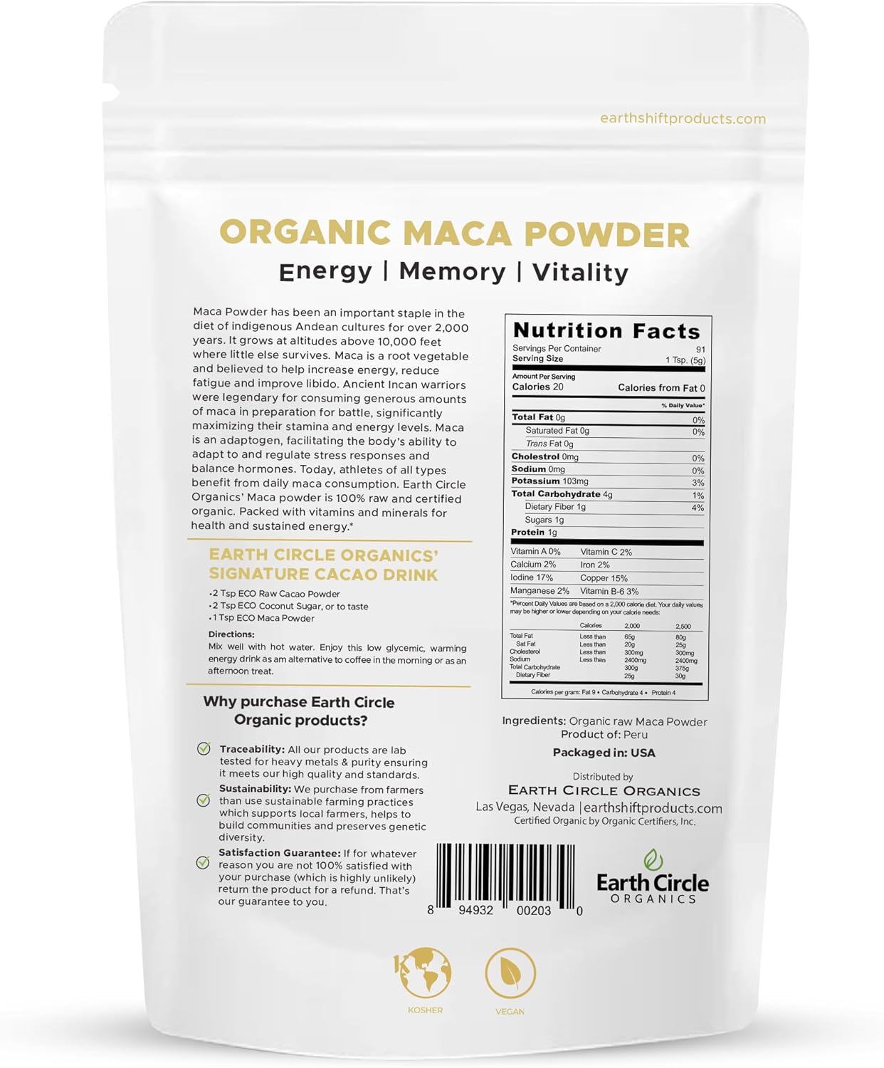 Organic Yellow Maca Root Powder Superfood Blend - Energy, Weight Management, Women's Fertility Support - Vegan - 2 lbs