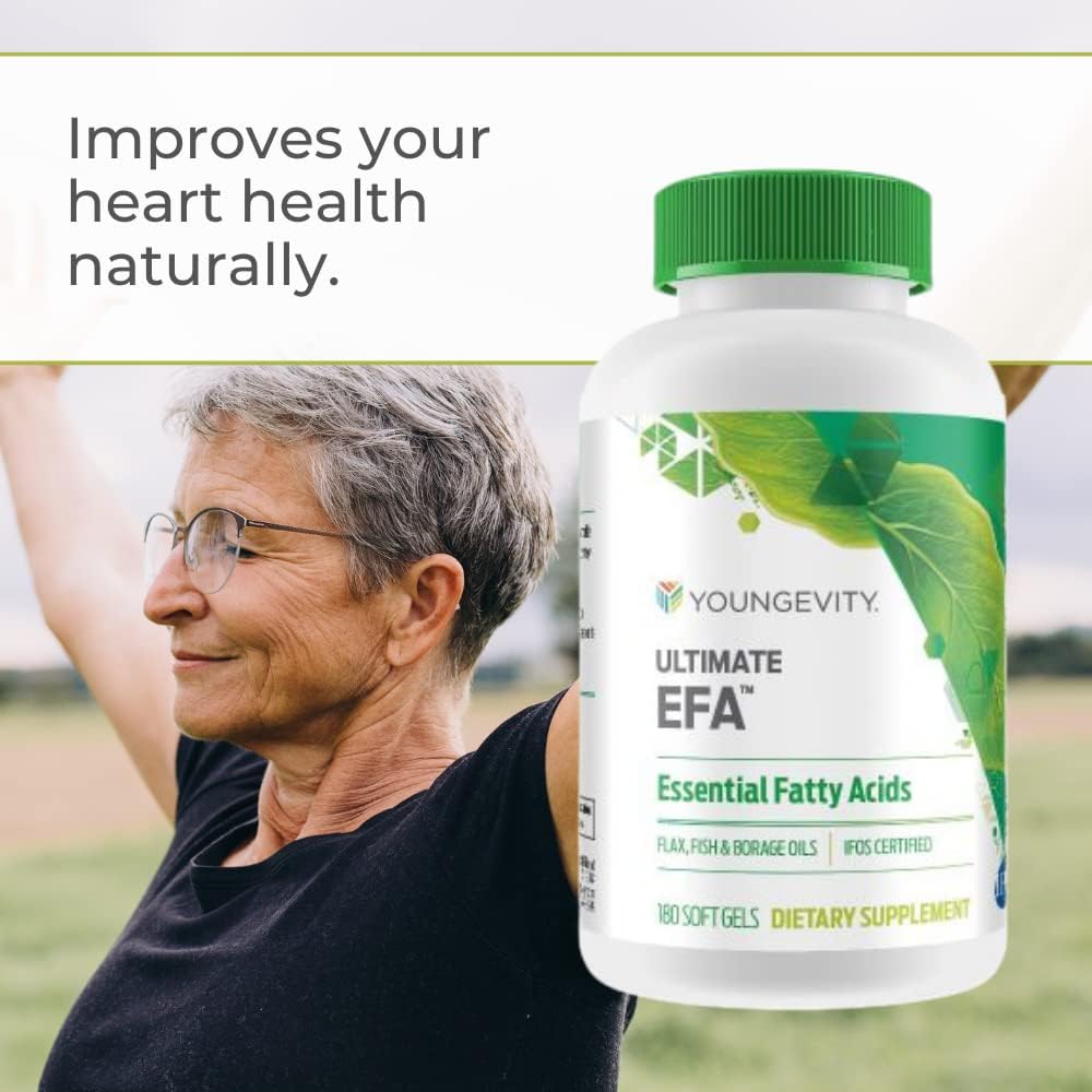 Organic Youngevity Ultimate EFA Supplement with Omega 3, 6, & 9 | 180 Count x 4 Pack | Borage, Flax & Fish Oil Blend