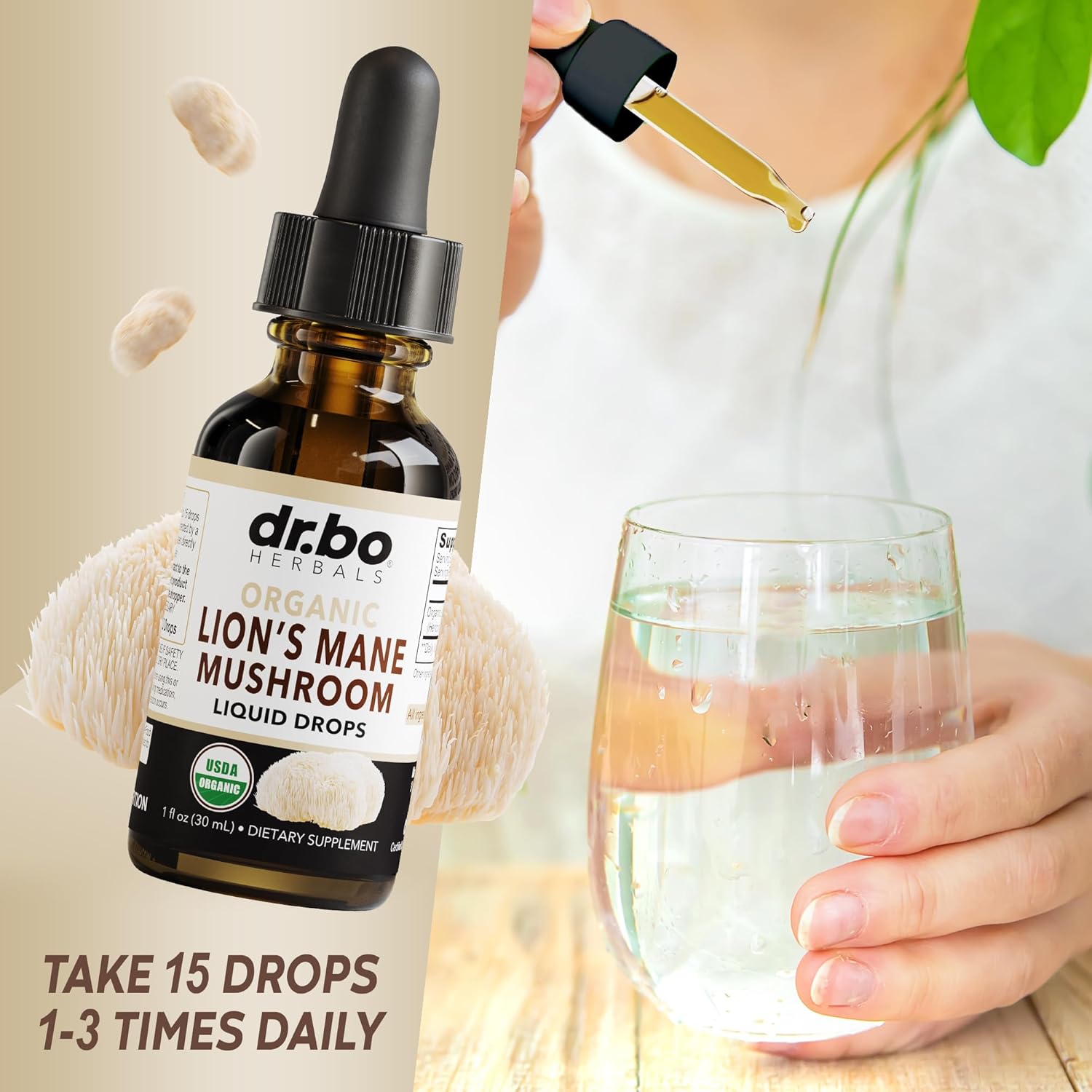 Organic Zeolite Detox Drops with Lions Mane for Kids & Adults - Gentle Daily Cleanse with Vitamins B12 & D - Liquid Mushroom Focus Supplement