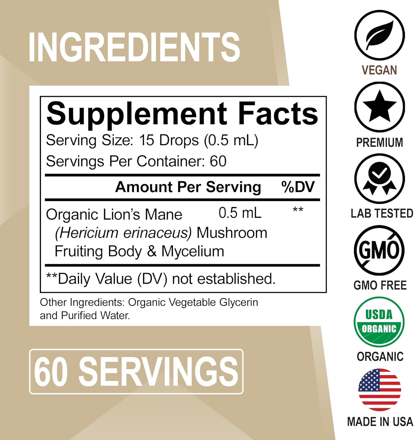 Organic Zeolite Detox Drops with Lions Mane for Kids & Adults - Gentle Daily Cleanse with Vitamins B12 & D - Liquid Mushroom Focus Supplement