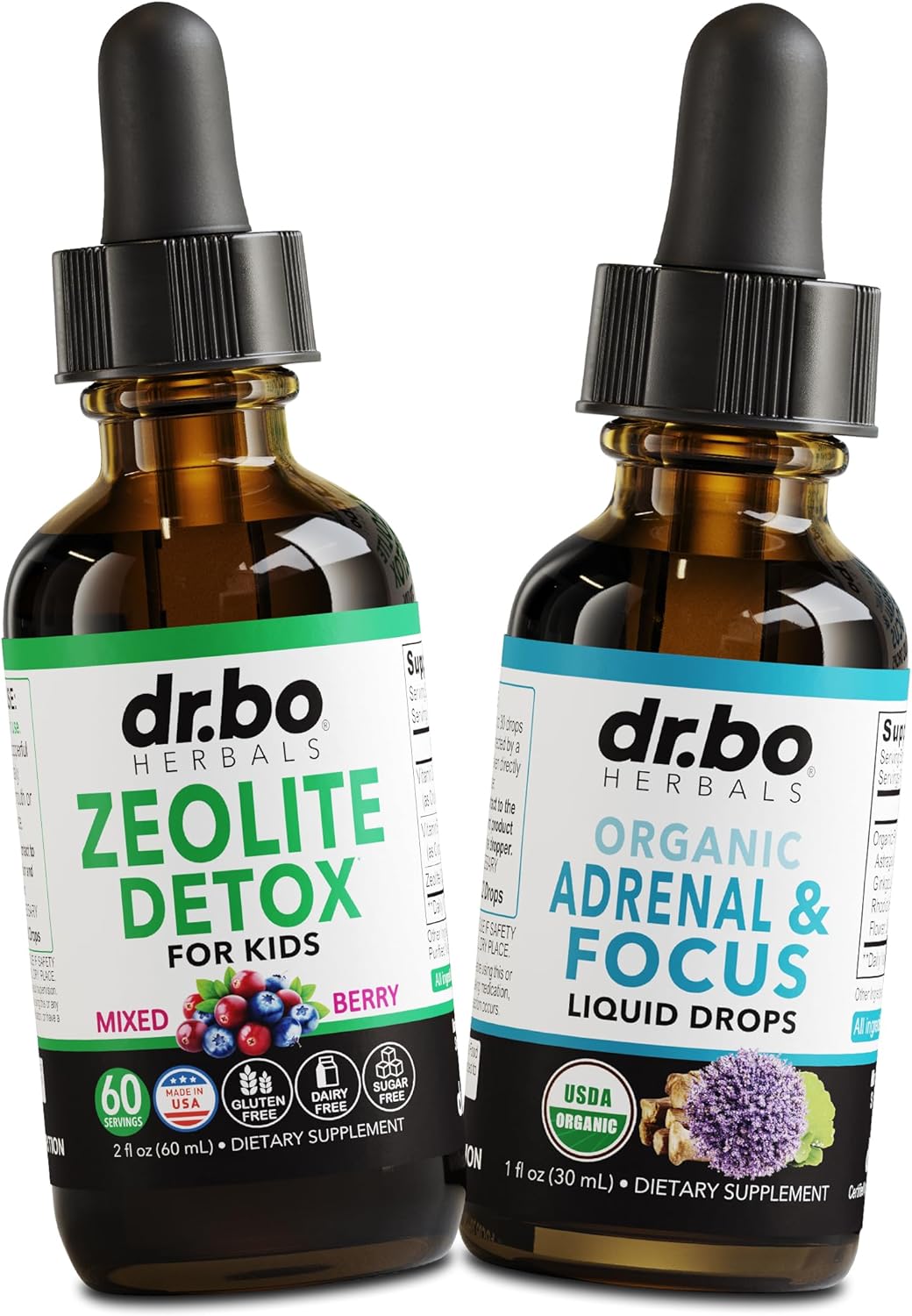 Organic Zeolite Liquid Drops with Vitamins B12 & D - Natural Detox & Adrenal Support for Kids & Adults with Focus, Memory, and Stress Relief