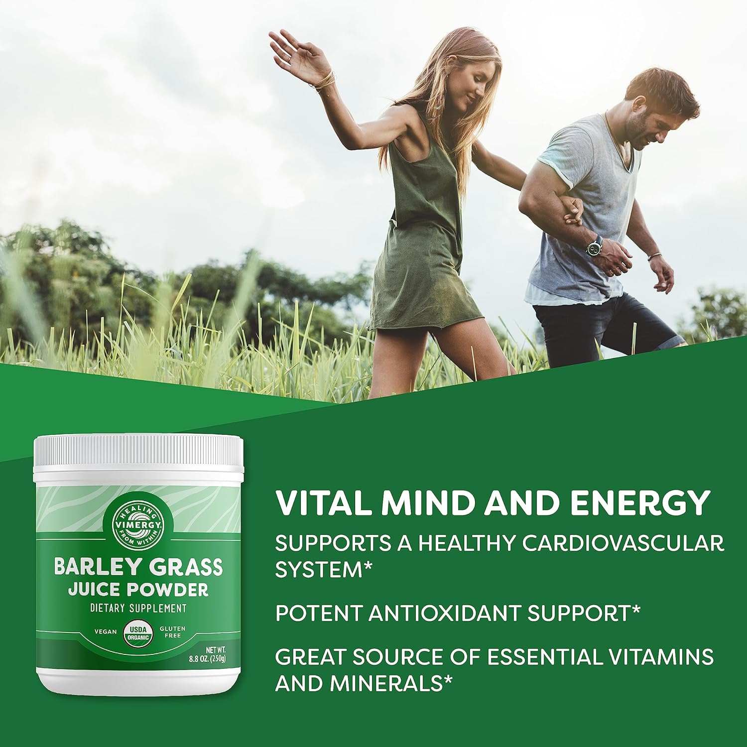 Organic Zinc and Barley Grass Juice Powder Bundle - 57 Servings of Zinc, 62 Servings of Barley Grass Juice Powder