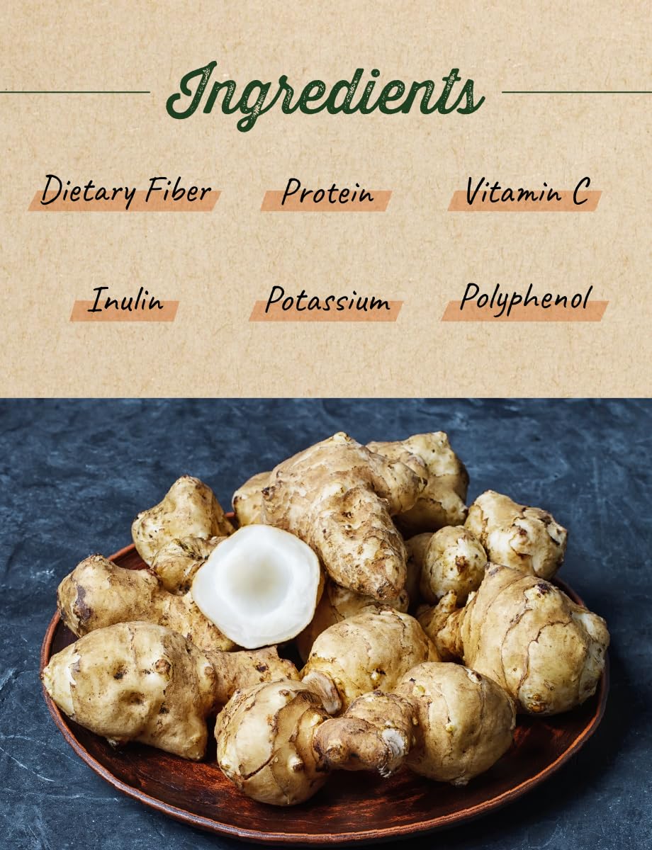 Organically Grown 8oz Roasted Jerusalem Artichoke: High Inulin & Polyphenol Dietary Fiber