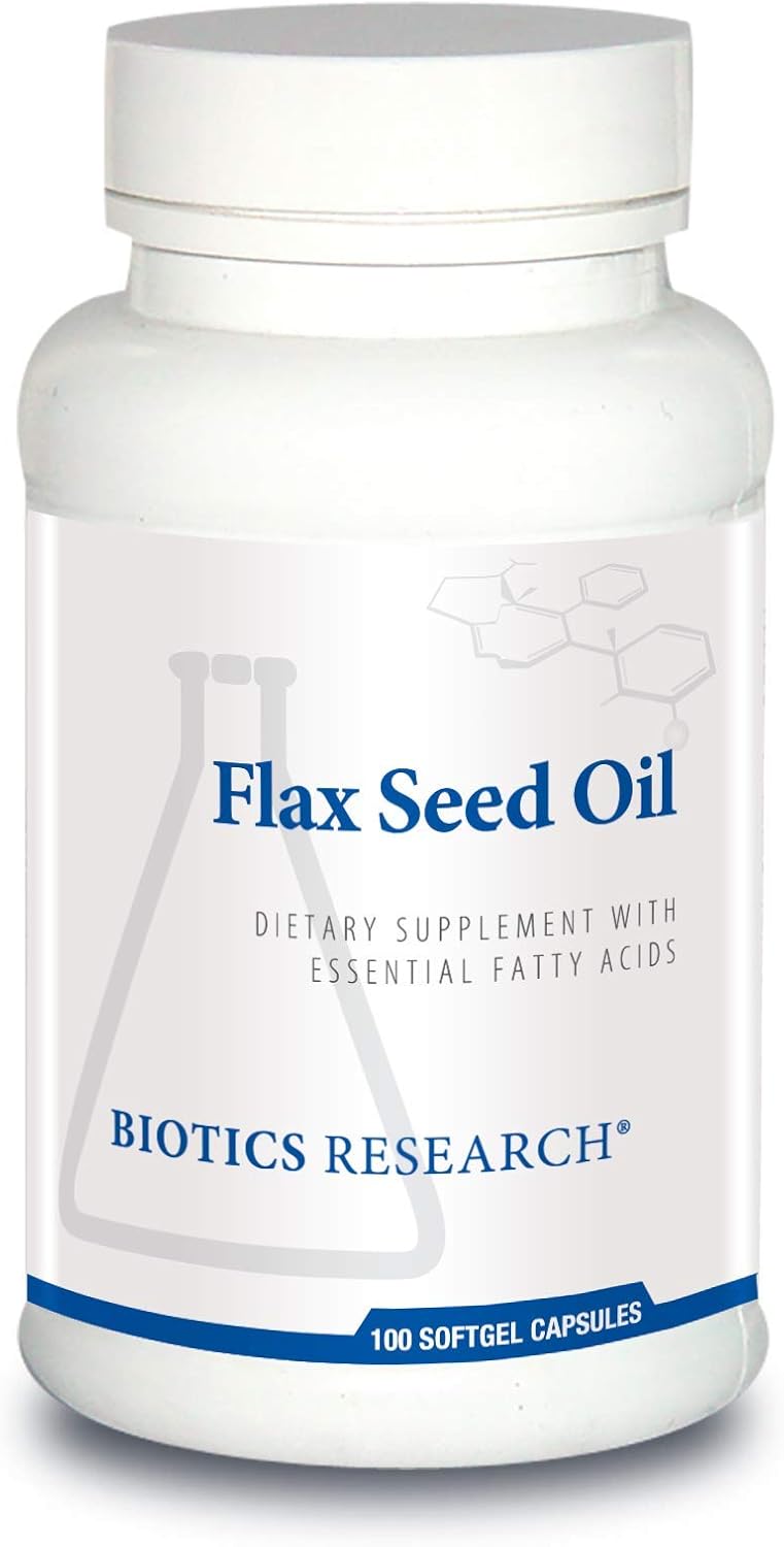 Organically Grown Cold Pressed Flax Seed Oil Capsules - Heart Health Support - 100 Softgels, 1,000mg Each