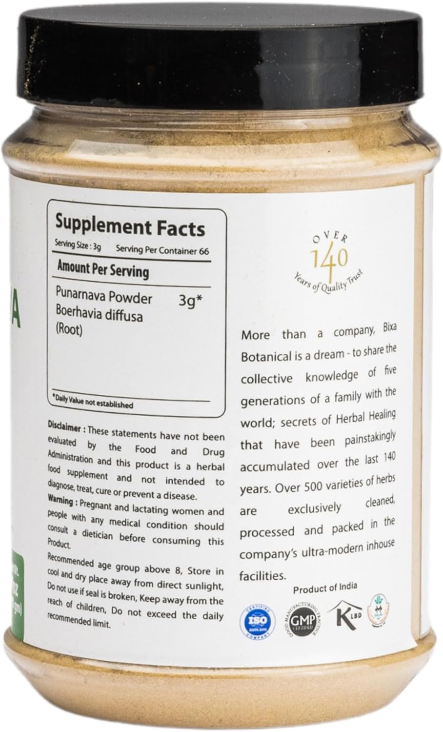 Organically Sourced Punarnava Powder - Ayurvedic Herbal Supplement - 200g / 7oz - Gluten-Free, Non-GMO, Vegan - Bixa BOTANICAL.