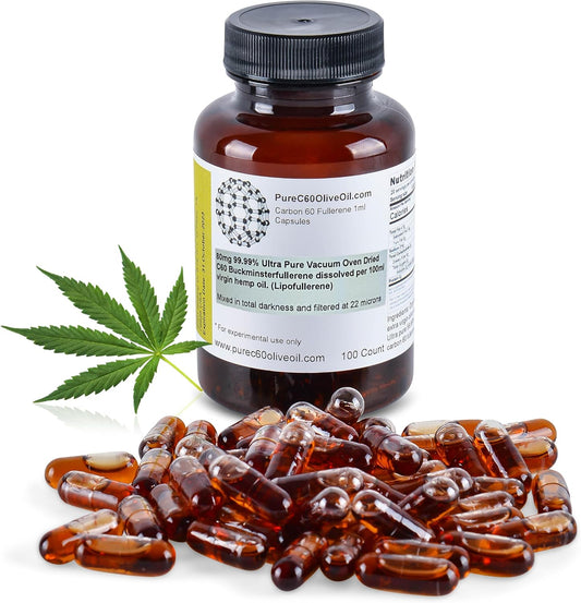 Organicmetabolism boosterSeed Oil Capsules with 80mg Carbon 60 - Food Grade PureC60OliveOil