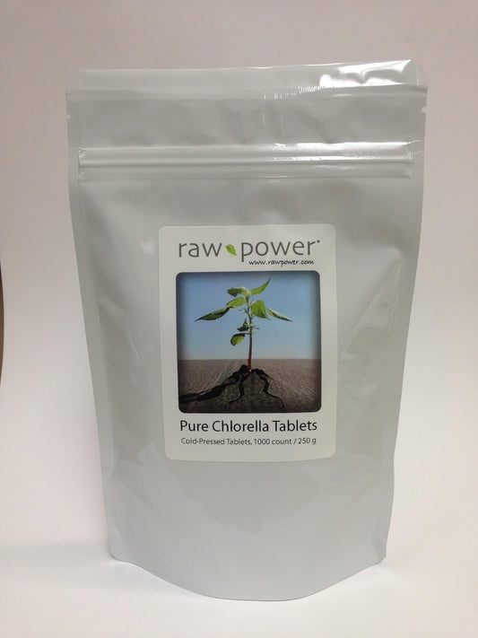 Organics Brand Raw Power Chlorella Tablets - 1000 Count (250g), Cold-Pressed & Pure