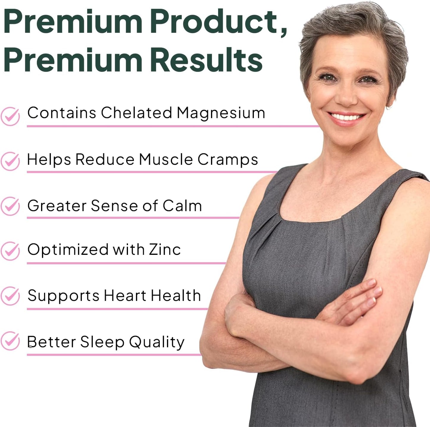 Organics Ocean Pure Magnesium Glycinate with Zinc - Maximum Strength Chelated Supplement for Muscle Cramps and Sleep Support - 3 Bottles for Women and Men