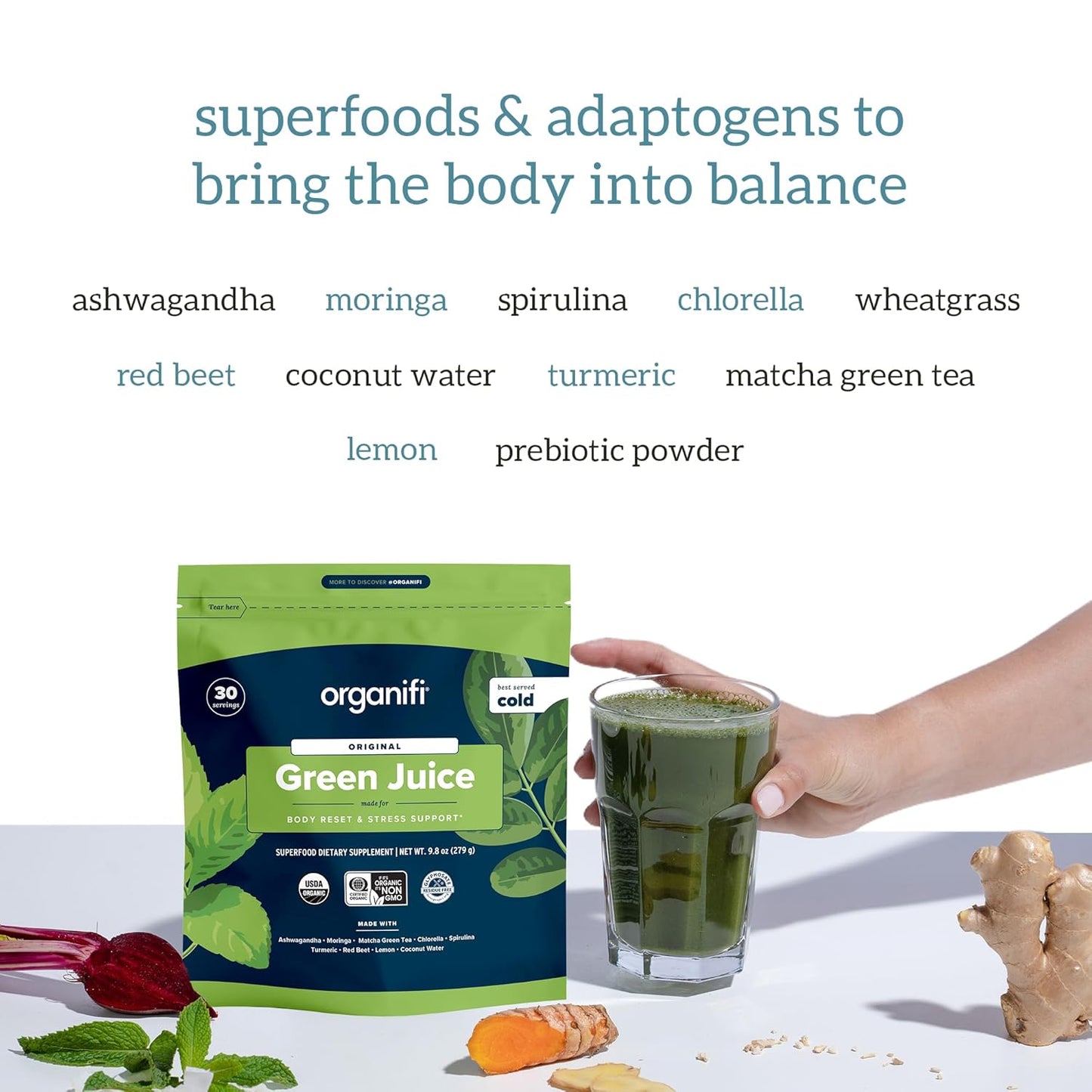 Organifi Green and Red Juice Bundle - 30 Day Supply of Organic Superfood Powder for Energy and Stress Relief - Antioxidant-Rich Formula, Non-GMO, Gluten-Free, Soy-Free