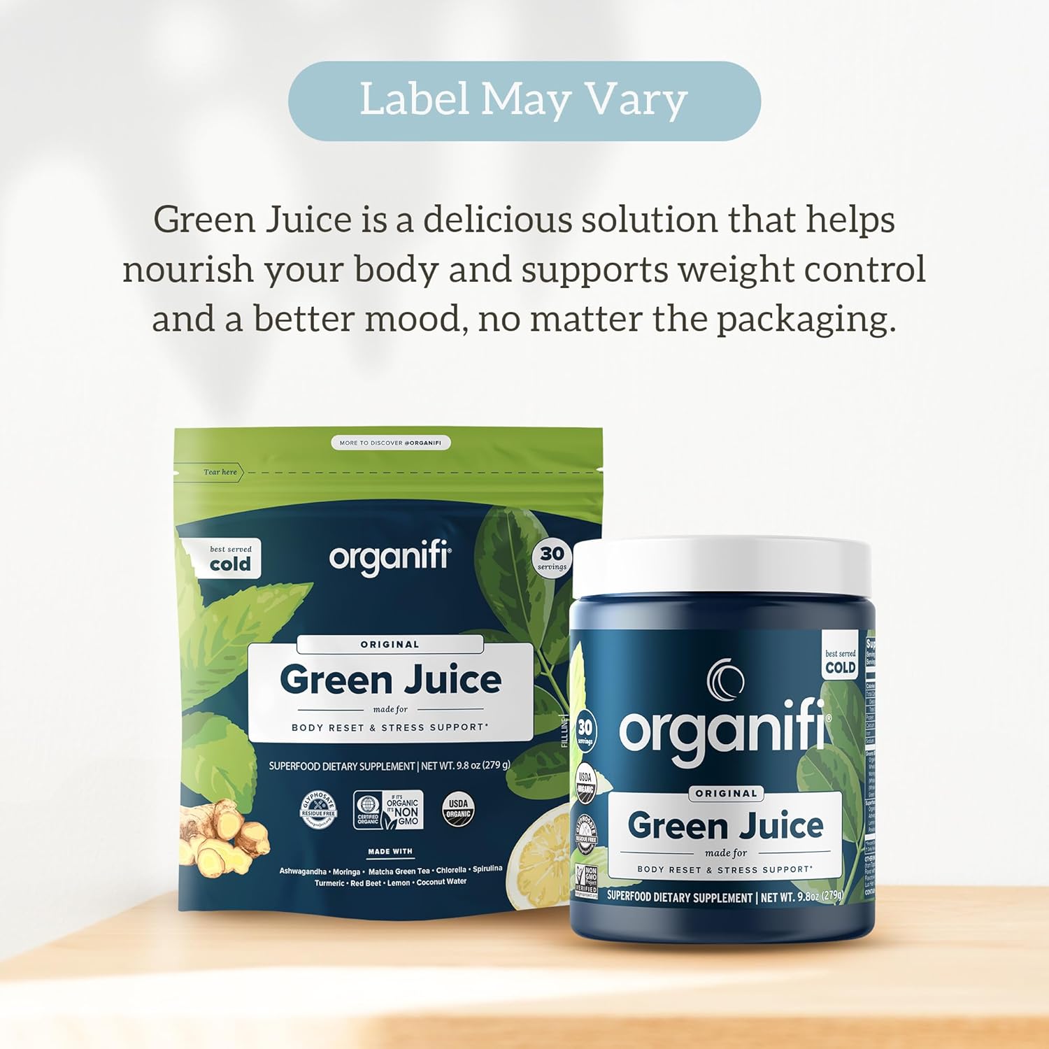 Organifi Green Juice Powder Supplement - Organic Spirulina, Ashwagandha, Chlorella - Supports Fitness Goals, Lowers Cortisol - 30 Day Supply