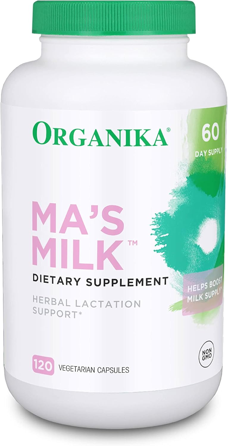 Organika Ma's Milk Lactation Supplement - Supports Breast Milk Production with Blessed Thistle, Fenugreek, and Moringa - 120 Vegetarian Capsules
