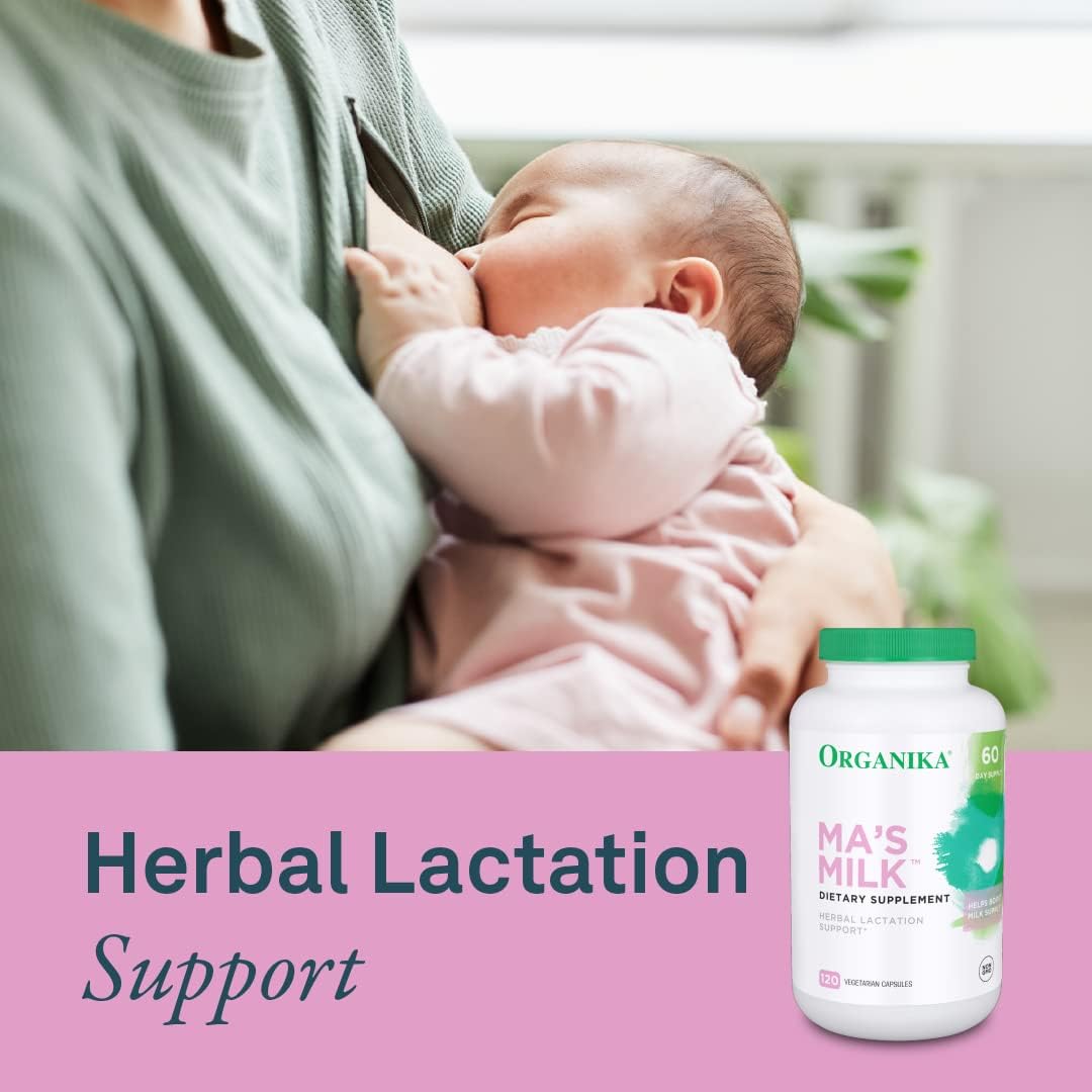 Organika Ma's Milk Lactation Supplement - Supports Breast Milk Production with Blessed Thistle, Fenugreek, and Moringa - 120 Vegetarian Capsules