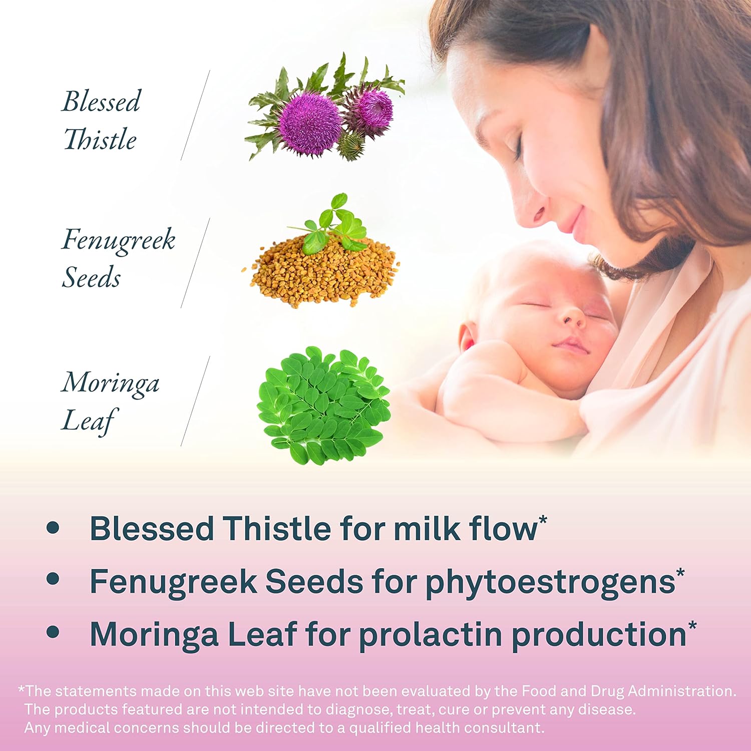 Organika Ma's Milk Lactation Supplement - Supports Breast Milk Production with Blessed Thistle, Fenugreek, and Moringa - 120 Vegetarian Capsules