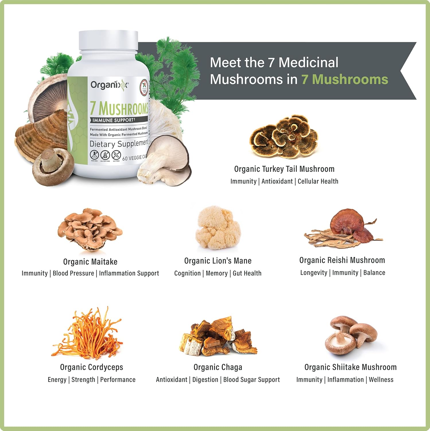 Organixx 7 Mushroom Supplement & Multi-Vita-Maxx Whole Food Multivitamin Bundle - 60 Vegetarian Capsules + 90 Gel Capsules