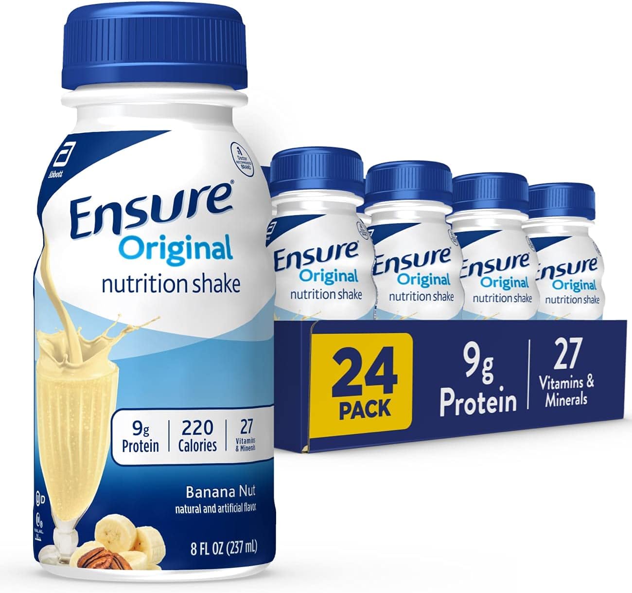 Original Butter Pecan & Banana Nutrition Shakes - 24 Pack Bundle for Meal Replacement