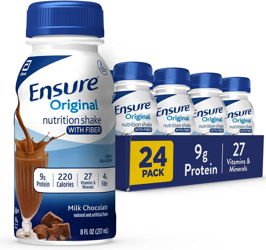 Original Milk Chocolate Nutrition Shake with Fiber - Meal Replacement Shake, Ready To Drink with 9g Protein, 27 Vitamins and Minerals - 24 Pack of 8 fl oz Bottles