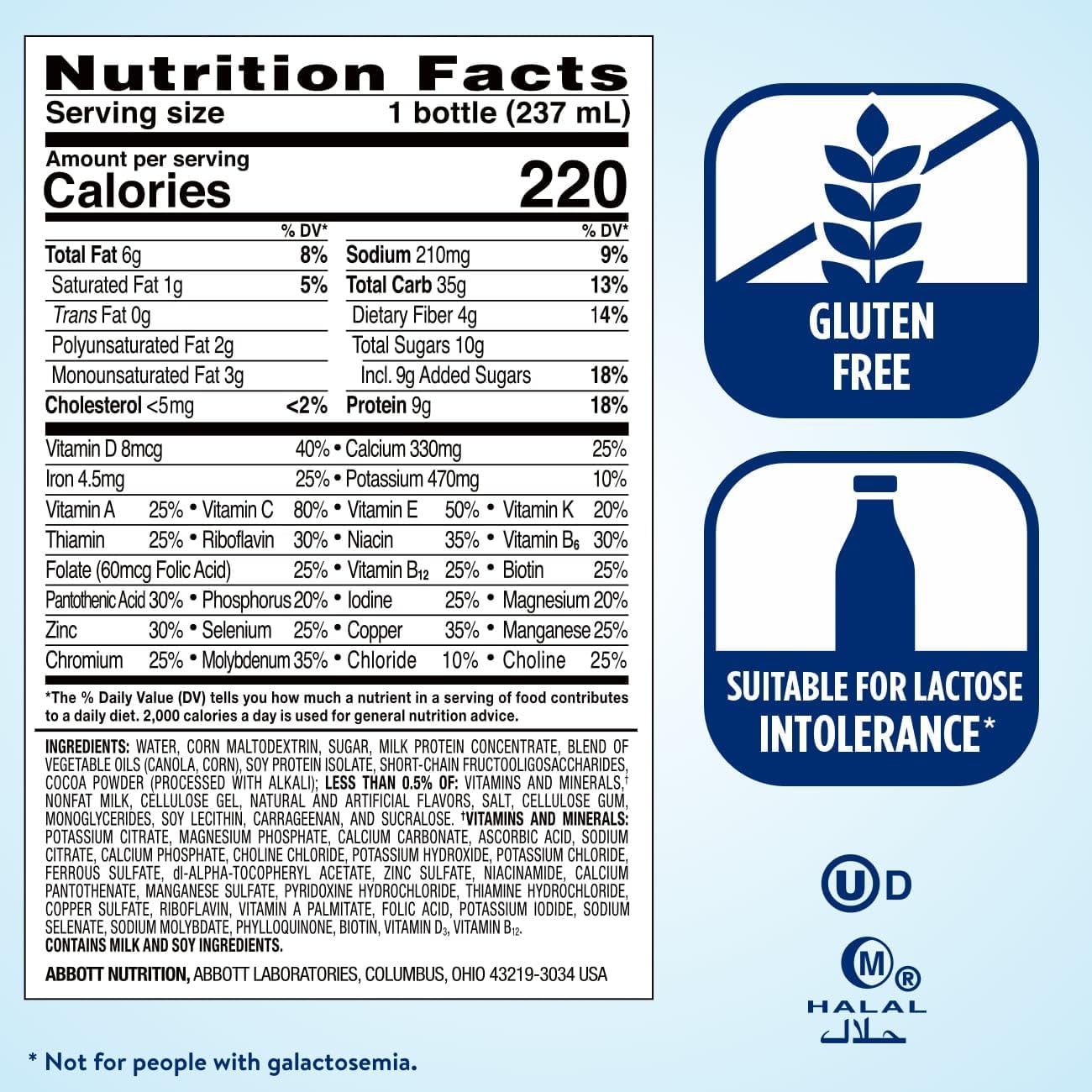 Original Milk Chocolate Nutrition Shake with Fiber - Meal Replacement Shake, Ready To Drink with 9g Protein, 27 Vitamins and Minerals - 24 Pack of 8 fl oz Bottles