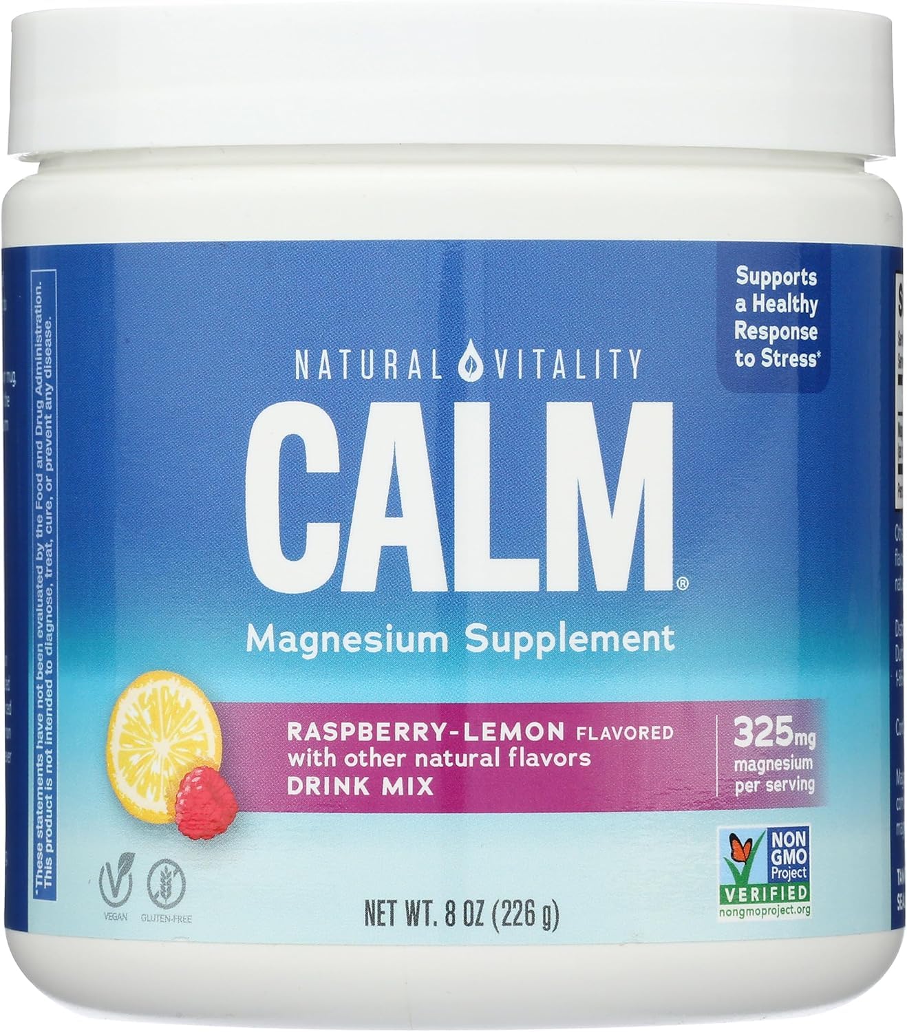 Original Raspberry Lemon Natural Vitality Calm Magnesium Supplement Drink Mix Powder - 8oz