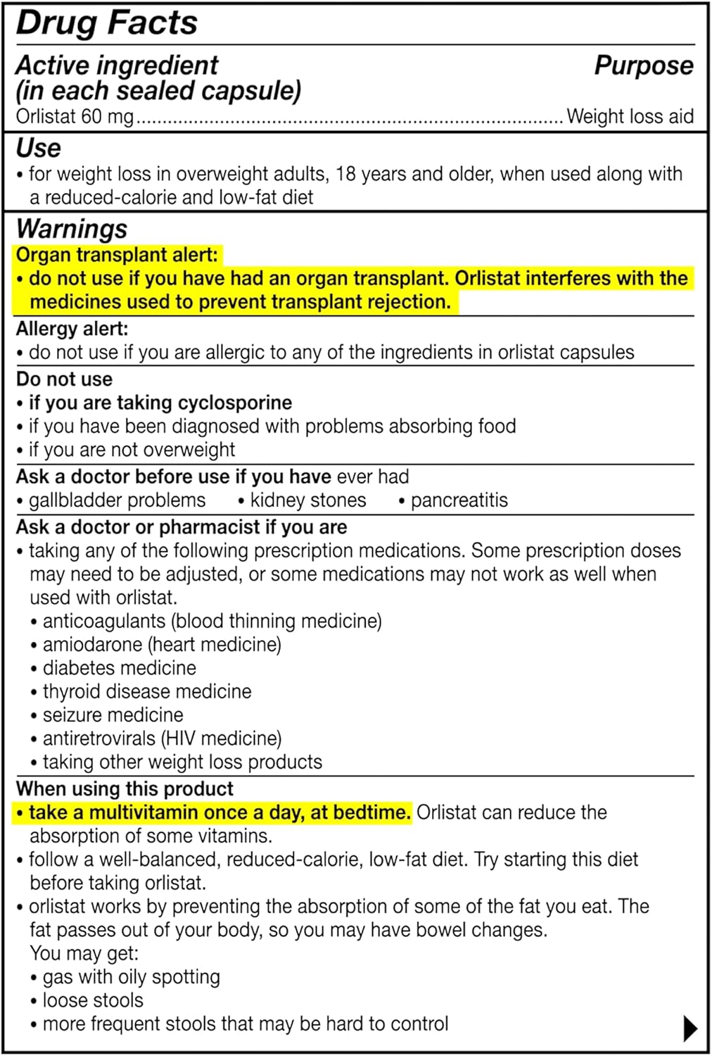Orlistat 60mg Capsules for Weight Loss, 170 Count - alli Diet Supplement Pills