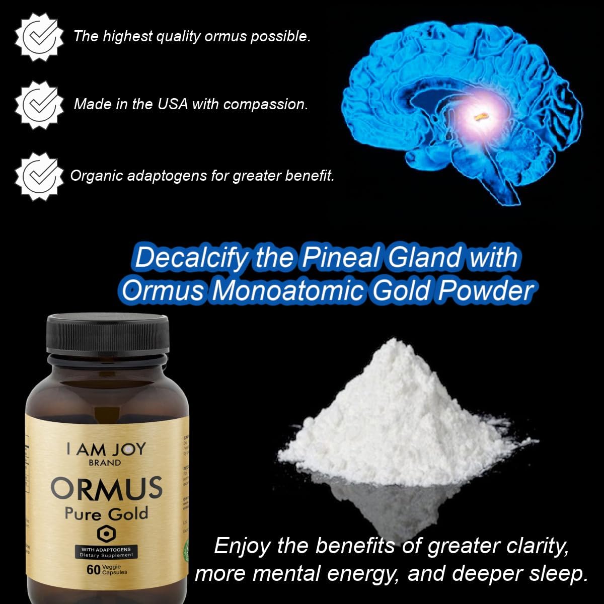 Ormus Oil, Powder, and Capsules Set by I Am Joy Co. - Enhance Your Well-Being with Ormus Supplements