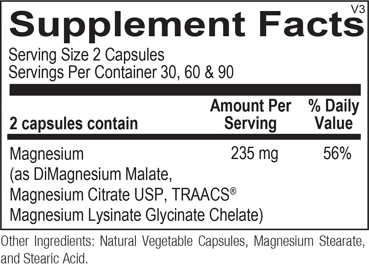 Ortho Molecular Reacted Magnesium Supplement - 120 Capsules for Bone Health & Muscle Function