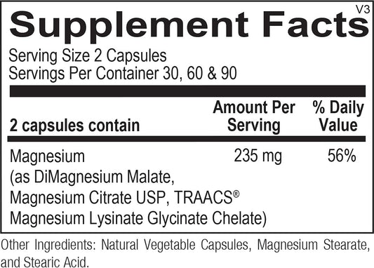 Ortho Molecular Reacted Magnesium Supplement - 120 Capsules for Bone Health & Muscle Function