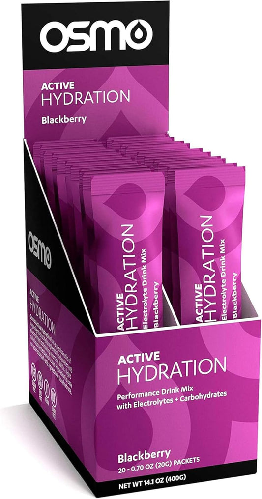 Osmo Active Hydration Electrolyte Powder - Natural Ingredients, 3X Faster Hydration, Boosts Power & Endurance - 20 Packets, BlackBerry Flavor