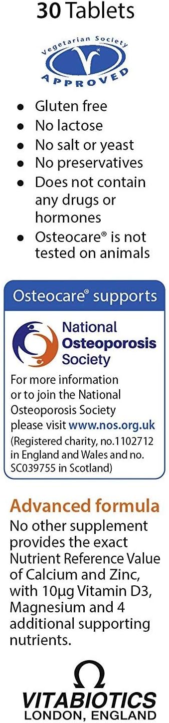 Osteocare 30 Tablets for Bone Health and Strength, Calcium and Vitamin D Supplement