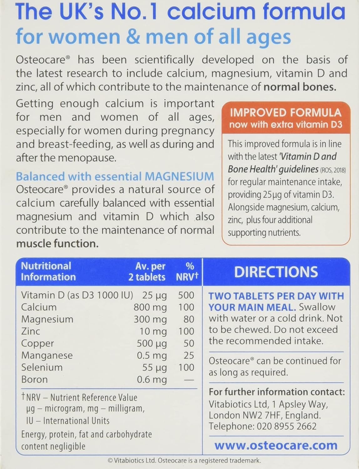 Osteocare Original Bone Health Formula - 0.187 kg Supplement for Stronger Bones