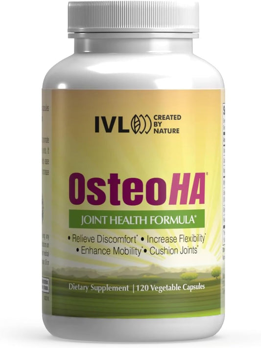 OsteoHA Joint Health Formula with Hyaluronic Acid - Supports Flexibility and Mobility - Boswellia and Vitamin C - 120 Capsules