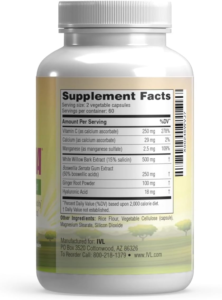 OsteoHA Joint Health Formula with Hyaluronic Acid - Supports Flexibility and Mobility - Boswellia and Vitamin C - 120 Capsules