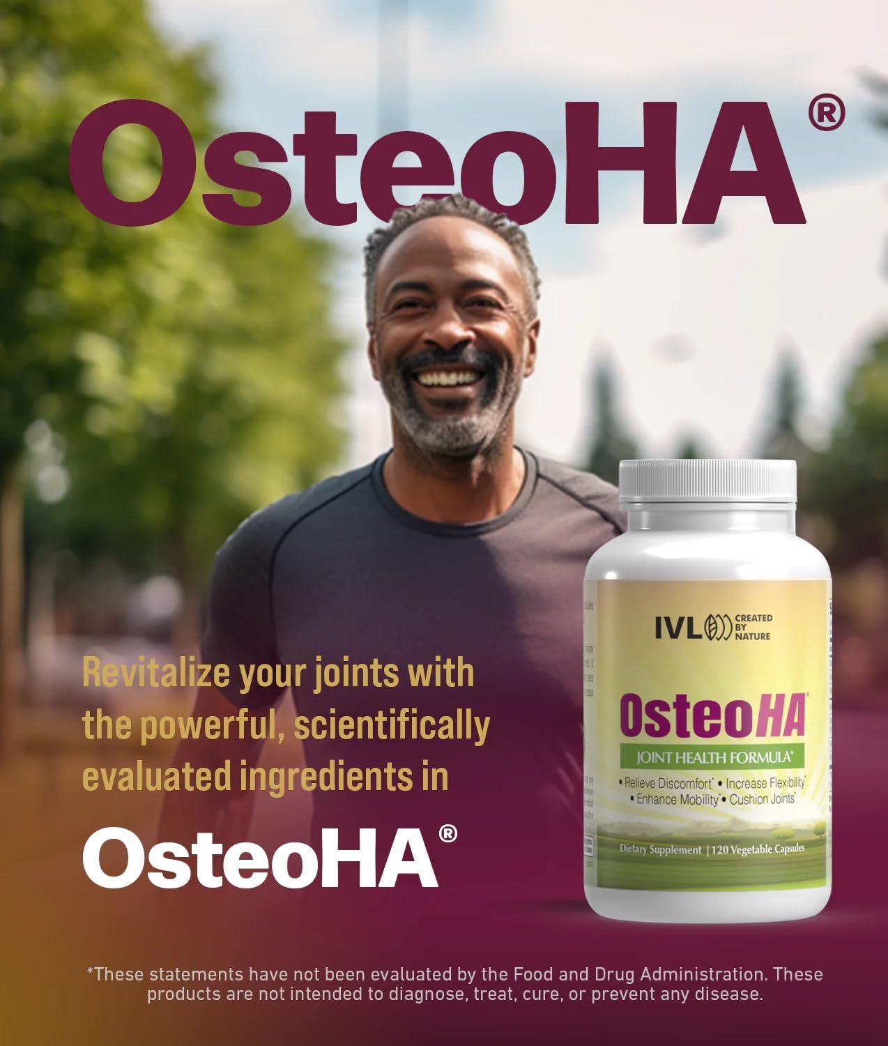 OsteoHA Joint Health Formula with Hyaluronic Acid - Supports Flexibility and Mobility - Boswellia and Vitamin C - 120 Capsules