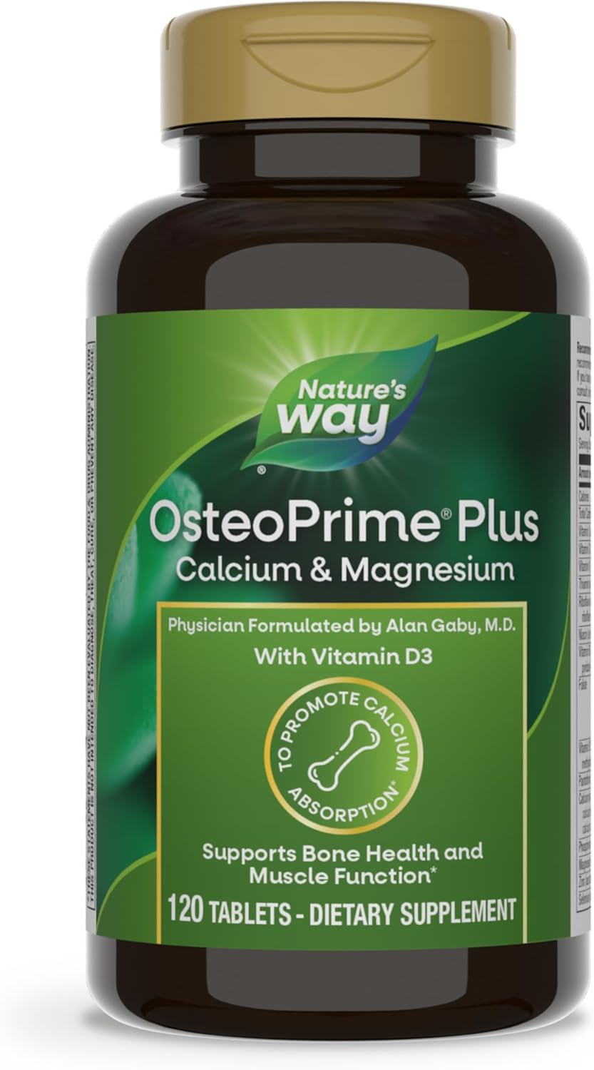 OsteoPrime PLUS Calcium & Magnesium with Vitamins D3 & K2, Vegetarian, 120 Tablets for Bone Health & Muscle Function