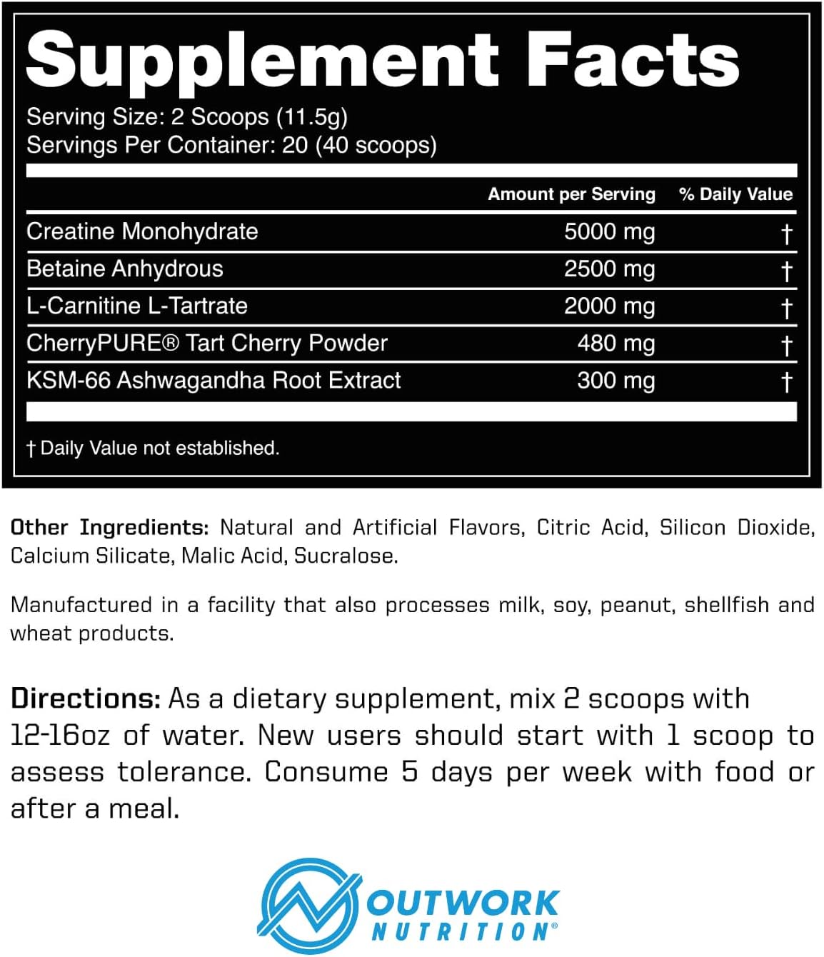 Outwork Nutrition Recovery Drink: Post-Workout Powder with Creatine for Men & Women, Muscle Builder - Gummy Bear Burst, 230g