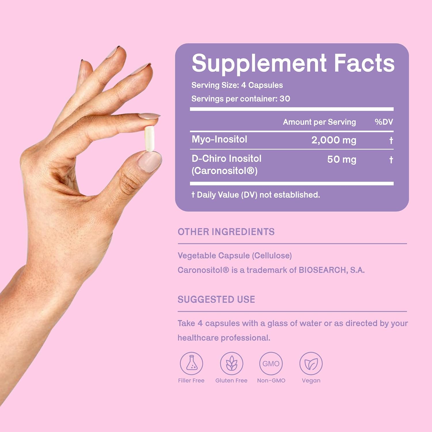Ovarian Function Support Capsules - Myo & D Chiro Inositol - Hormonal Balance - 120 Supplement Capsules