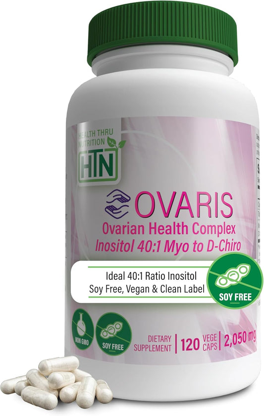 OVARIS Ovarian Health Complex Supplement | Inositol 40:1 Myo to D-Chiro | Hormonal & Ovary Function Support | Vitamin B8 for Women | Vegan Non-GMO | 120ct
