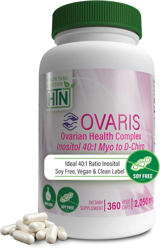 OVARIS Ovarian Health Complex with Inositol 40:1 Myo to D-Chiro - Hormonal & Ovary Function Support - Vitamin B8 Supplement for Women - Certified Vegan Non-GMO - 360 Pack