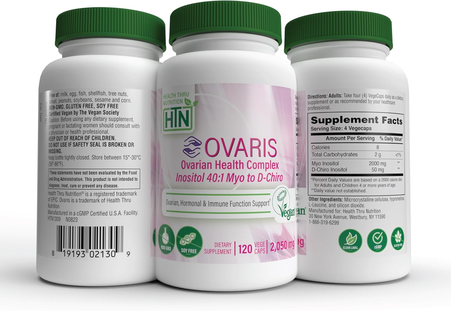 OVARIS Ovarian Health Complex with Inositol 40:1 Myo to D-Chiro - Hormonal & Ovary Function Support - Vitamin B8 Supplement for Women - Certified Vegan Non-GMO - 360 Pack