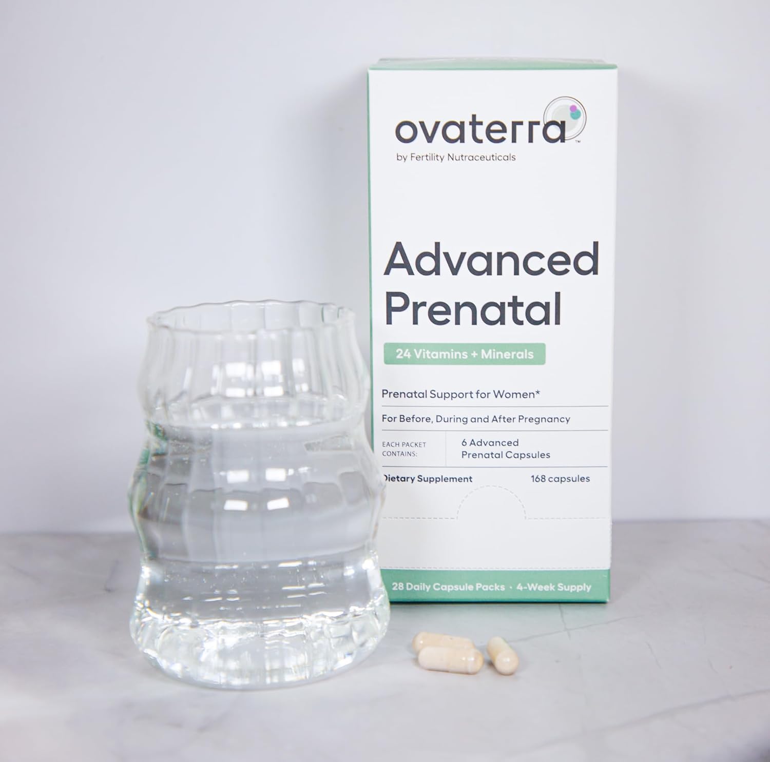 Ovaterra Advanced Prenatal Vitamins with Choline, Methylfolate, Chelated Iron, Vitamins A, B6, and B12 - 28 Capsules